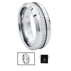 Mens Tungsten Band
Ring With Cubic Zirconia